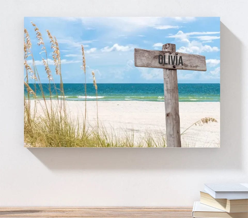 Wooden Sign (Beach With Grass) - Canvas