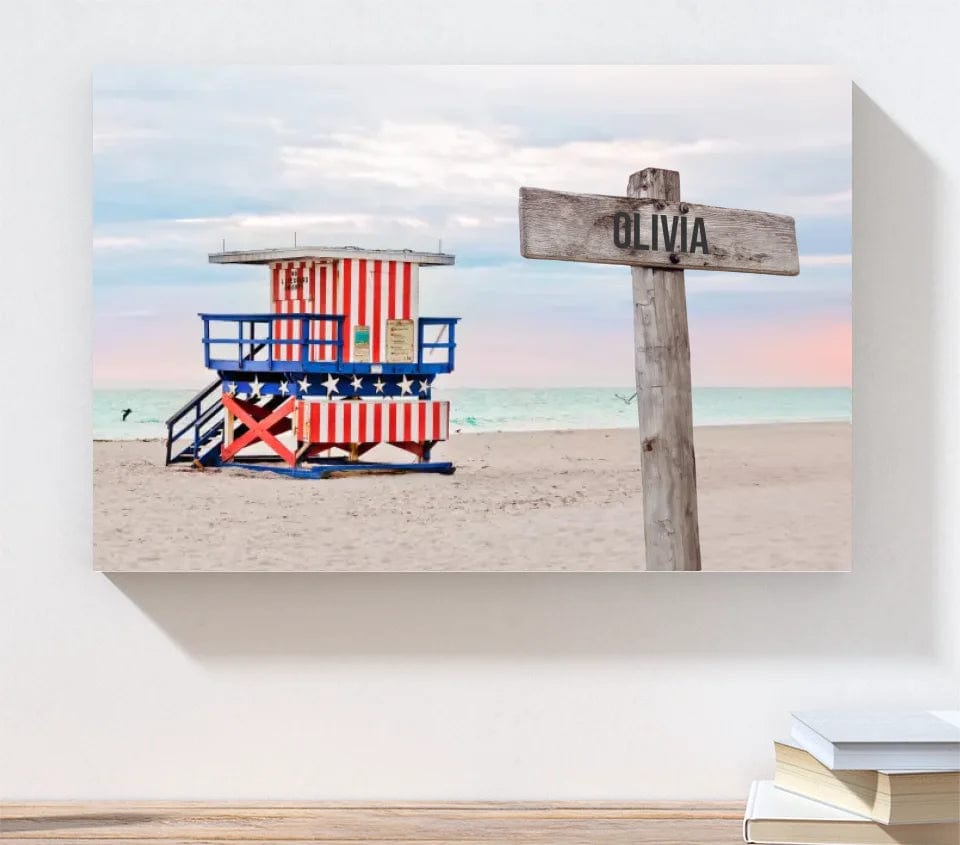 Wooden Sign (Miami Beach) - Canvas