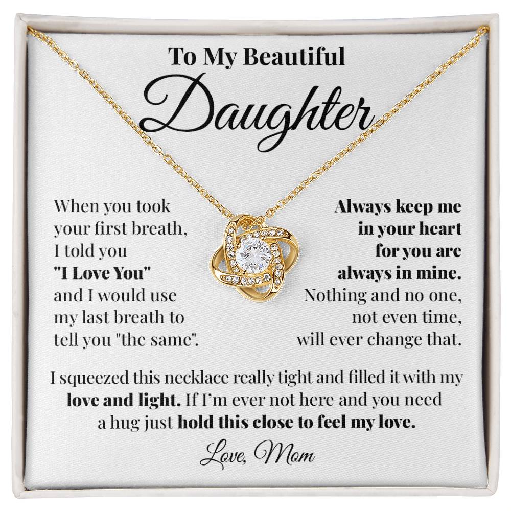 To Daughter (From Mom) - In Your Heart - Love Knot Necklace