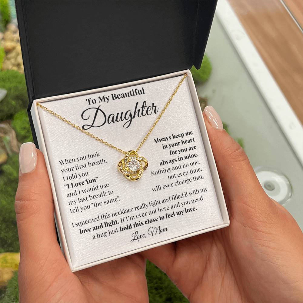 To Daughter (From Mom) - In Your Heart - Love Knot Necklace