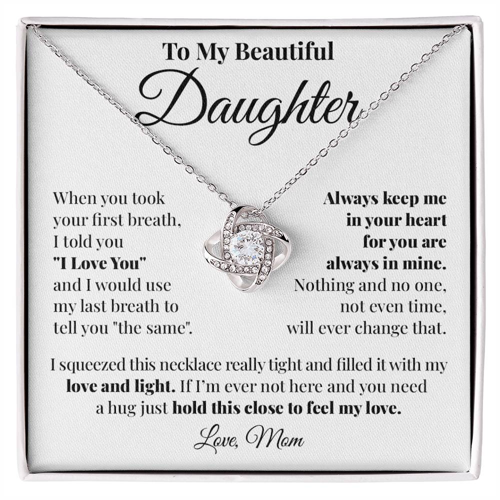 To Daughter (From Mom) - In Your Heart - Love Knot Necklace