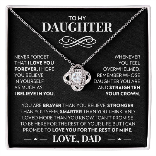 To My Daughter (From Dad) - Never Forget That I Love You - Love Knot Necklace