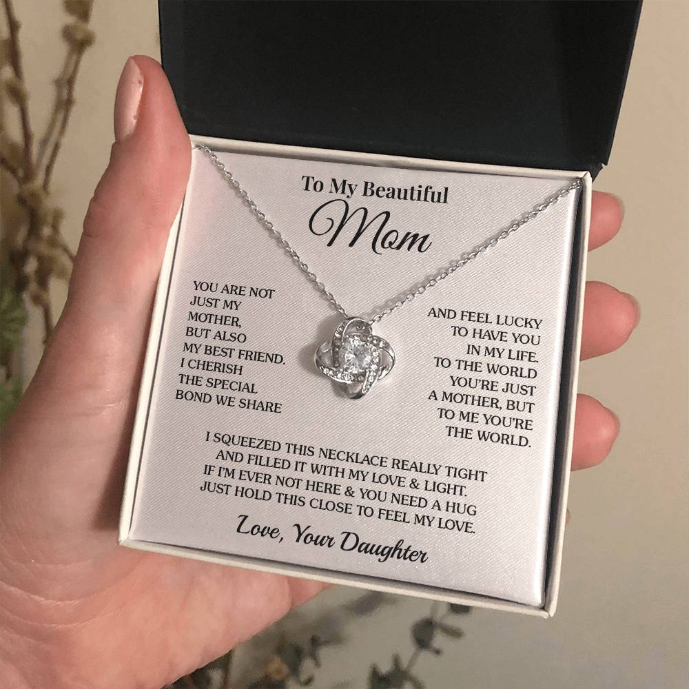 To Mom (From Daughter) - Love & Light - Love Knot Necklace