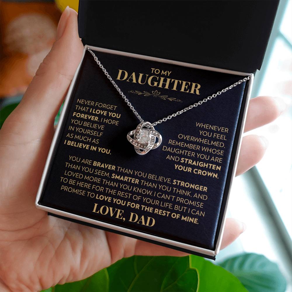 To My Daughter (From Dad) - Never Forget That I Love You - Love Knot Necklace