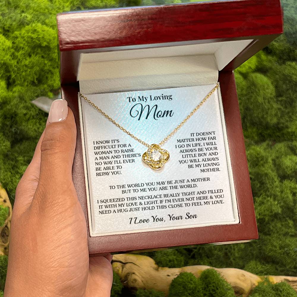 To Mom (From Son) - The World - Love Knot Necklace