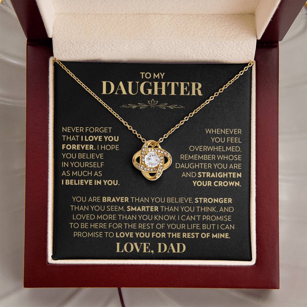 To My Daughter (From Dad) - Never Forget That I Love You - Love Knot Necklace