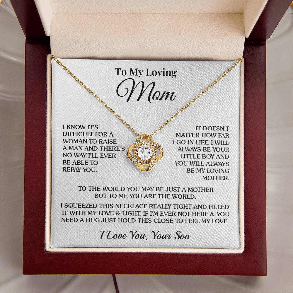 To Mom (From Son) - The World - Love Knot Necklace