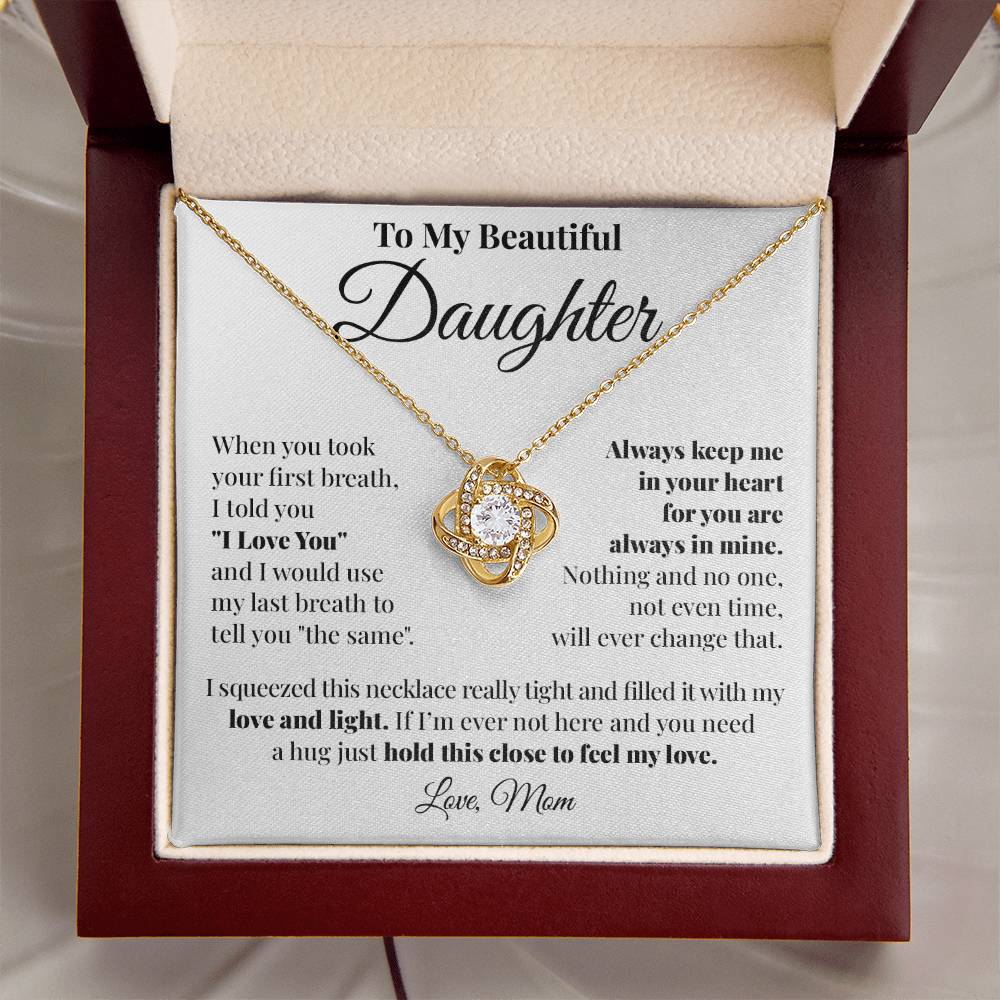 To Daughter (From Mom) - In Your Heart - Love Knot Necklace