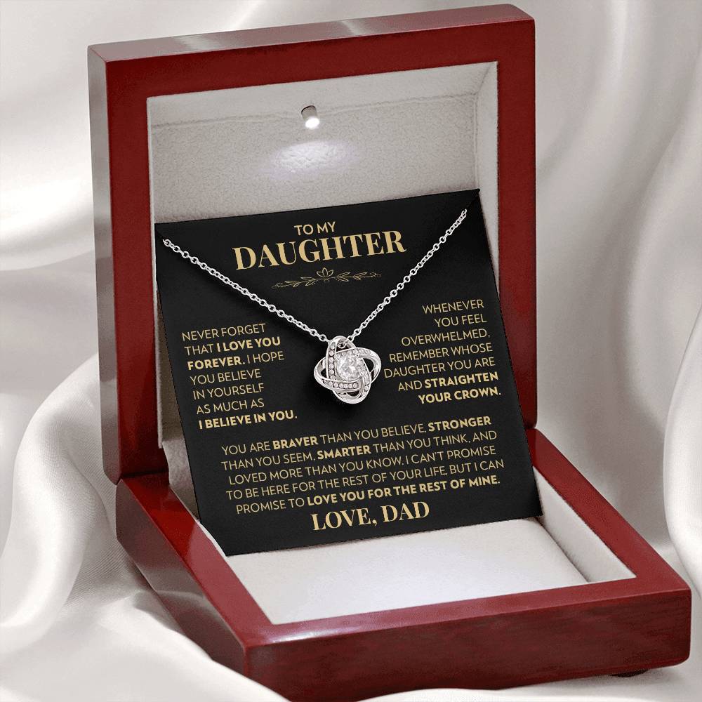 To My Daughter (From Dad) - Never Forget That I Love You - Love Knot Necklace