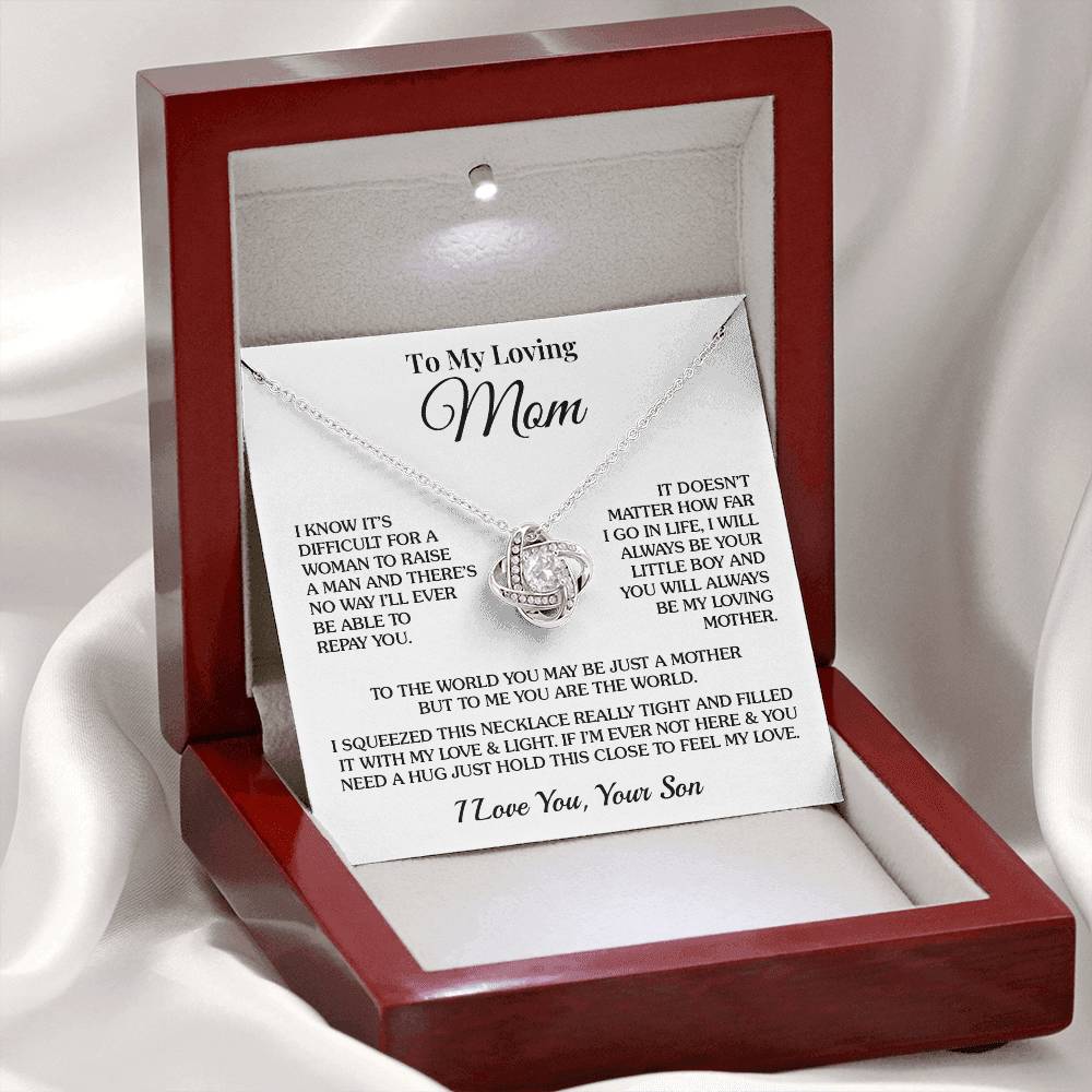 To Mom (From Son) - The World - Love Knot Necklace