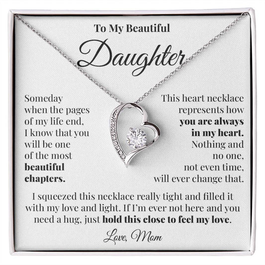 To Daughter (From Mom) - Heart - Forever Love Necklace