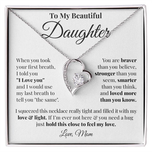 To Daughter (From Mom) - First Breath - Forever Love Necklace