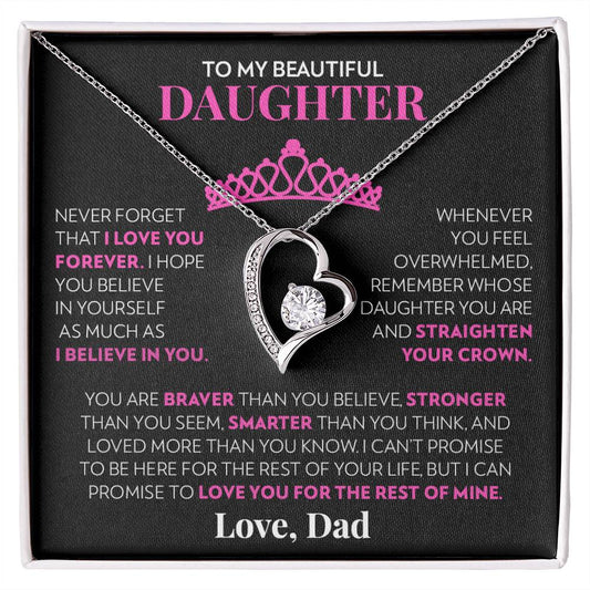 To My Daughter (From Dad) - Straighten Your Crown - Forever Love Necklace