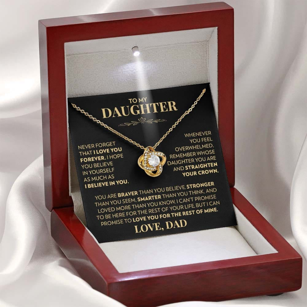 To My Daughter (From Dad) - Never Forget That I Love You - Love Knot Necklace