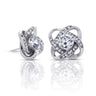 Love Knot Stud Earrings - 14K White Gold Finish (set of 2)